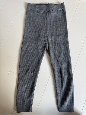 Kids Ribbed Knit 100% wool Leggings - Gray